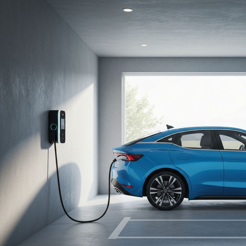 Electric Car Charging Station Home Garage Modern