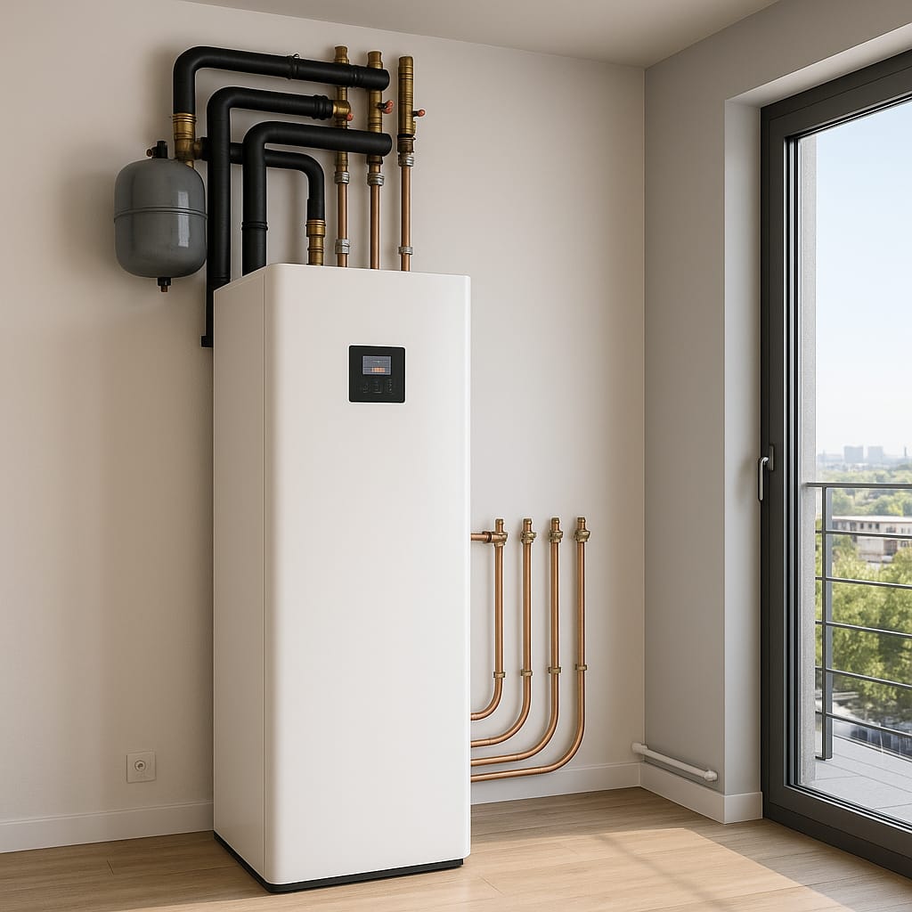 Modern Efficient Heat Pump Outdoor Unit Installed 